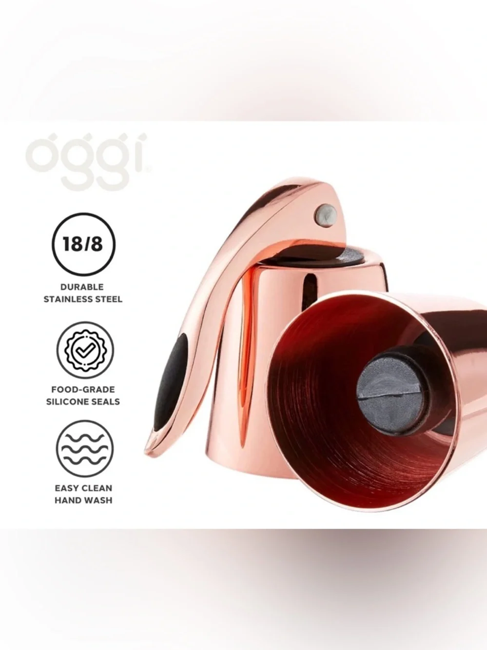 OGGI Copper-Plated Wine Bottle Stoppers